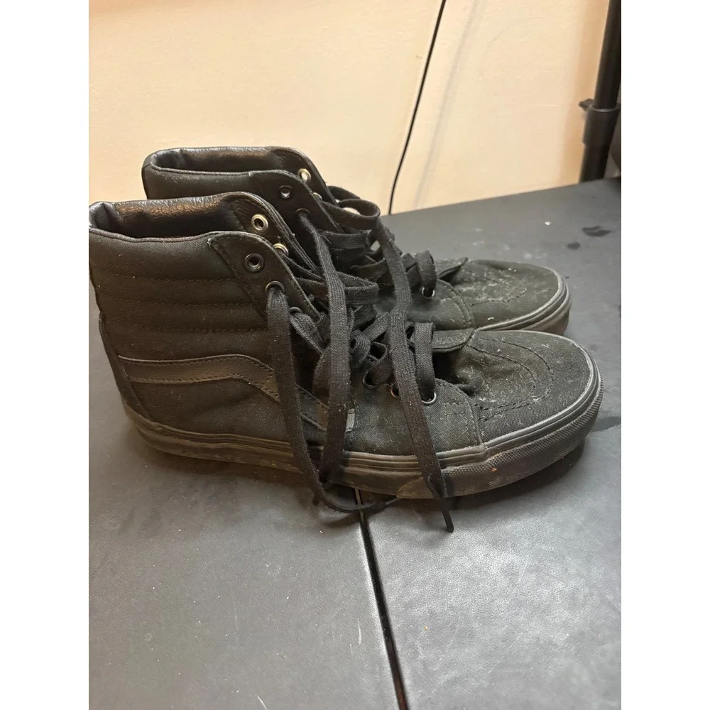 Vans Sk8-Hi Triple Black High Top Skate Shoes Mens 8 Womens 9.5 VN000D5IBKA